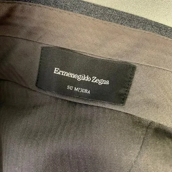 ERMENEGILDO ZEGNA Size 32 Charcoal Heather Wool Slim Fit Dress Pants